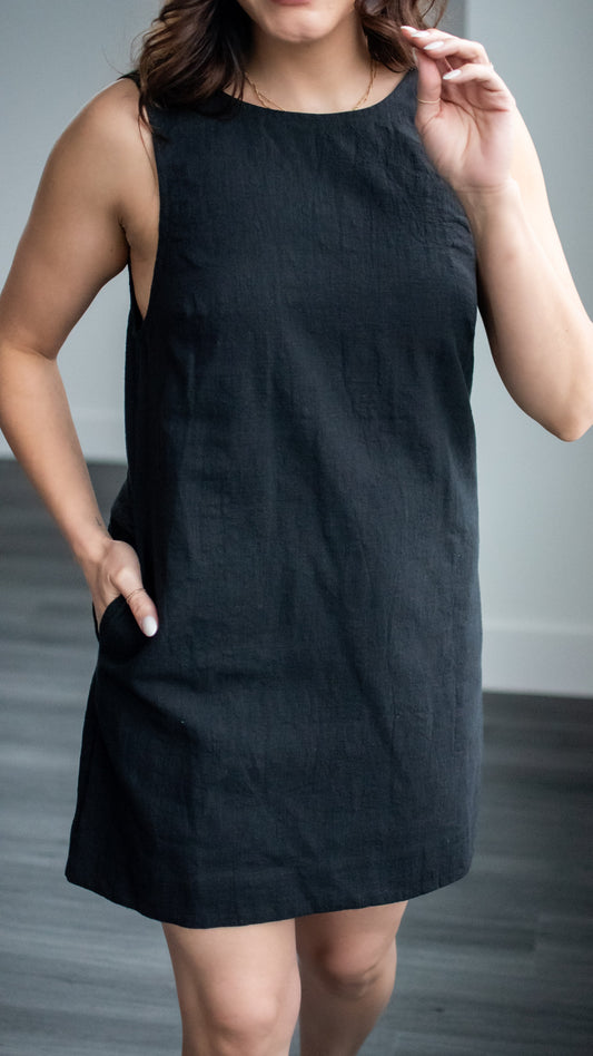 Emily Linen Dress - Black