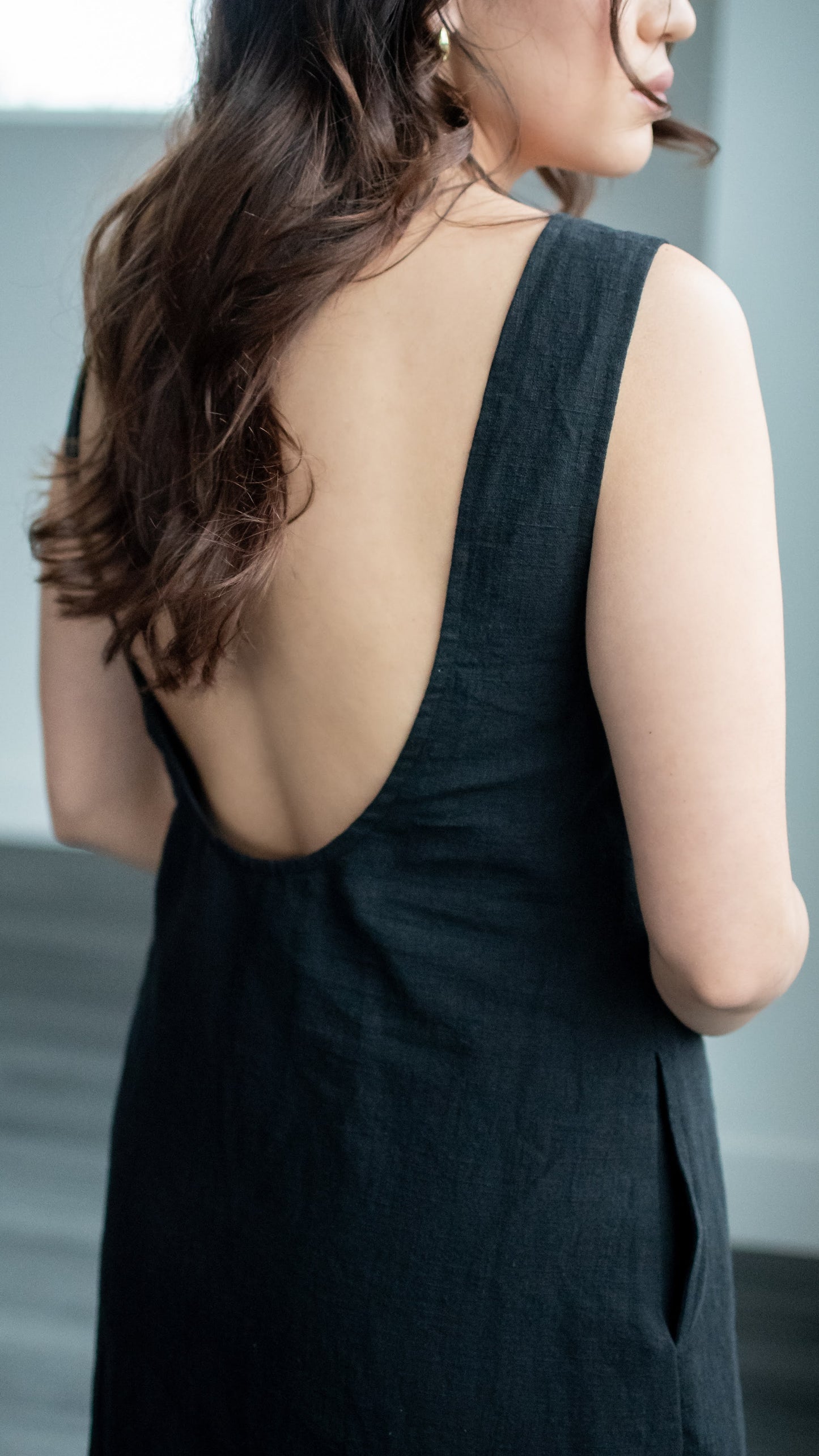 Emily Linen Dress - Black