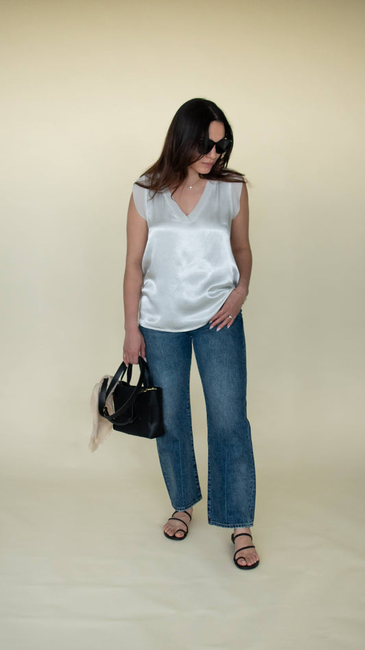 Luxe V-Neck Top - Ivory