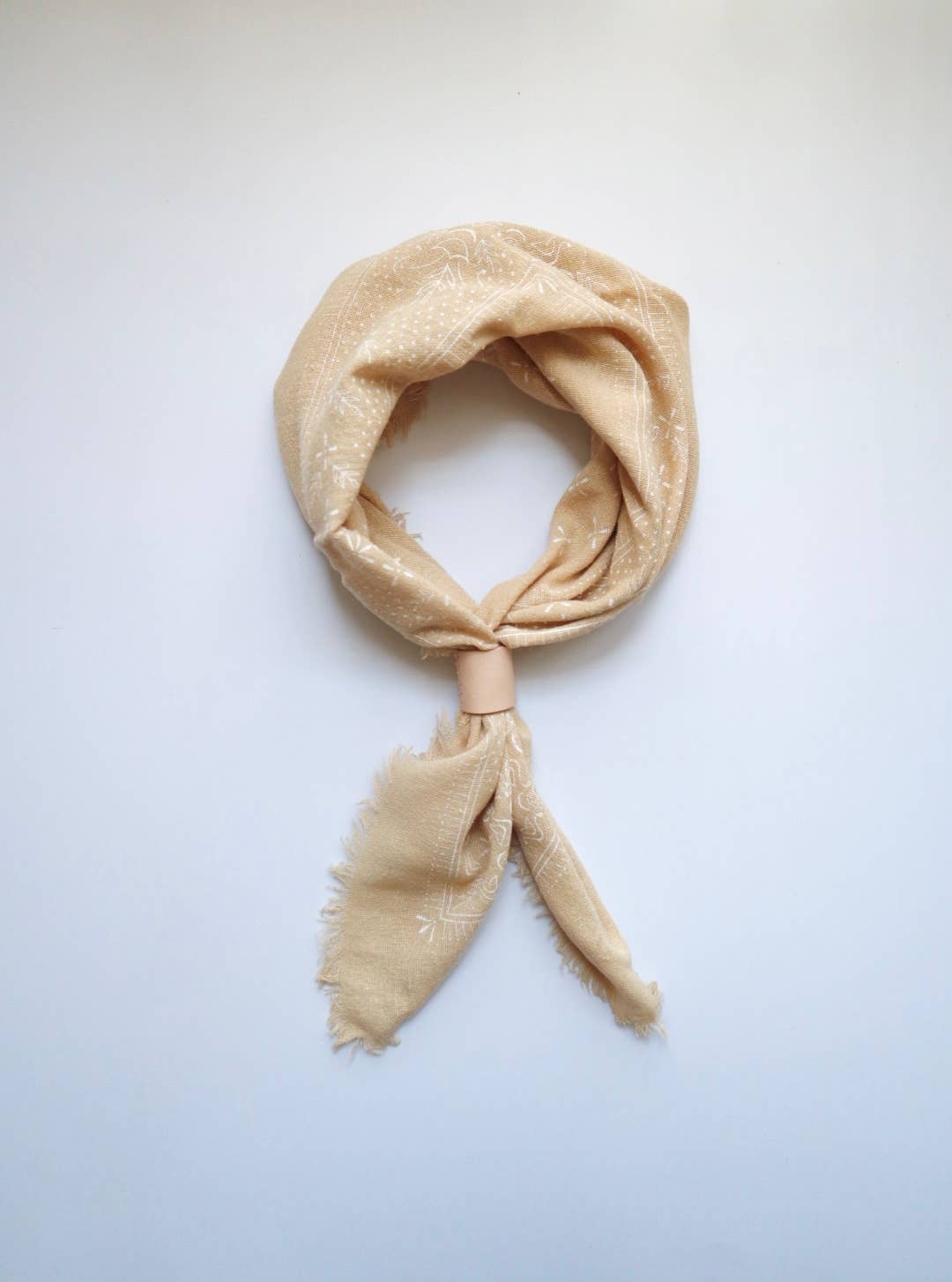 Raw Silk Bandana - Oatmeal & White