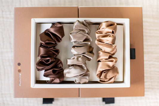 Blissy Scrunchies - Taupe, Cinnamon, Brown