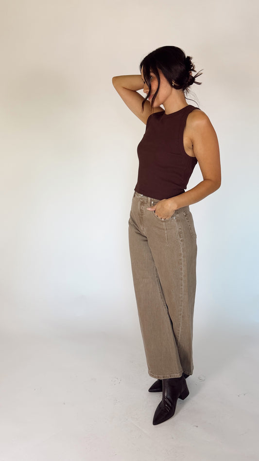 soldout.nyc The Cropped Not So Basic Tank - Chocolate