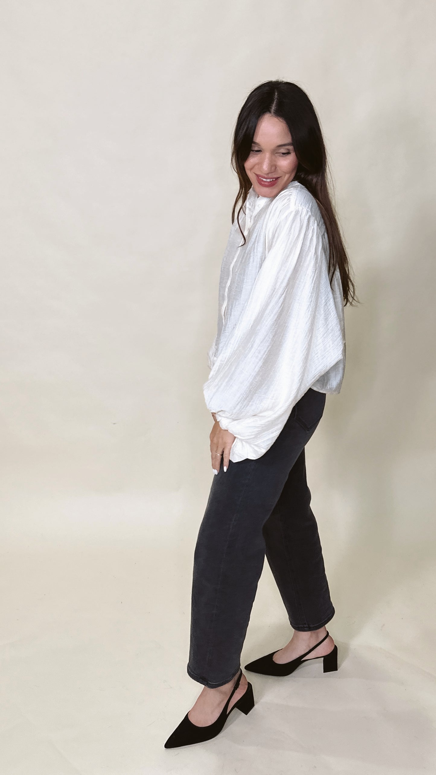 The Ivory Oversized Sleeve Blouse