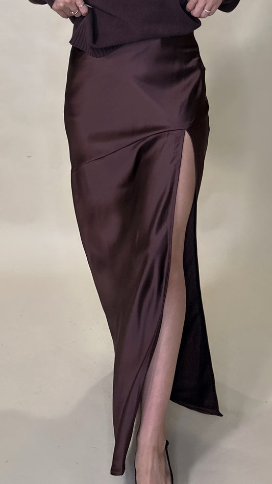 Chocolate Satin Skirt