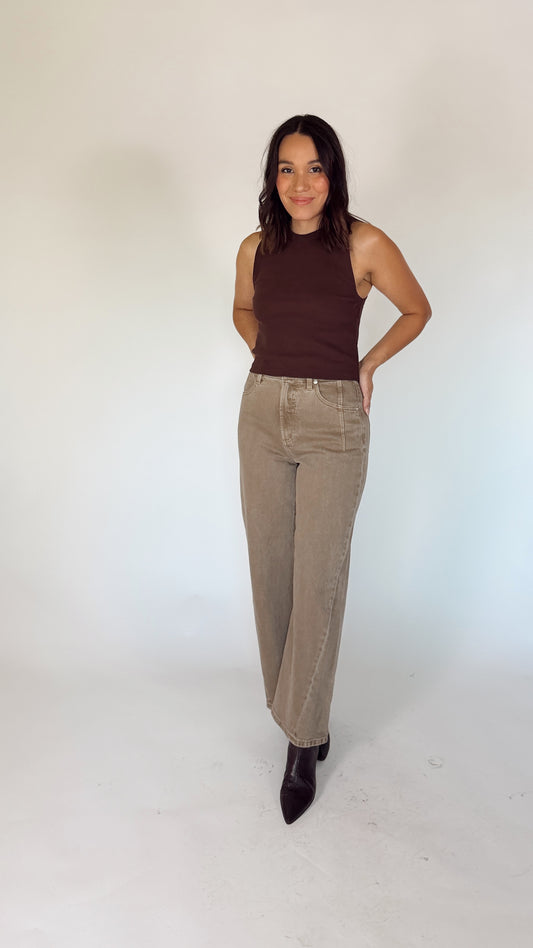 soldout.nyc The Cropped Not So Basic Tank - Chocolate