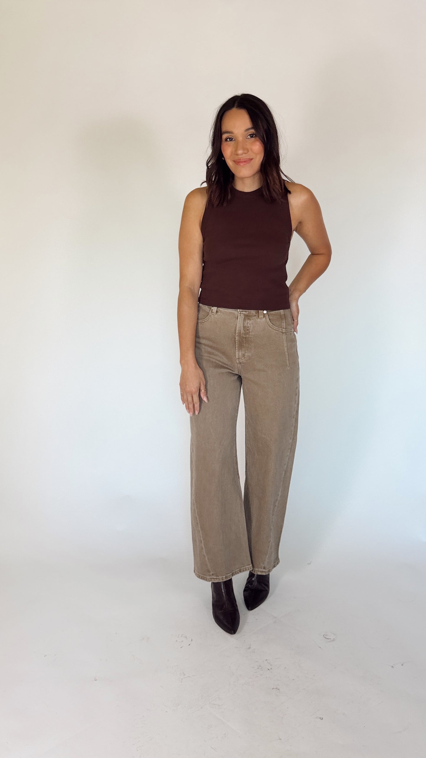 soldout.nyc The Cropped Not So Basic Tank - Chocolate