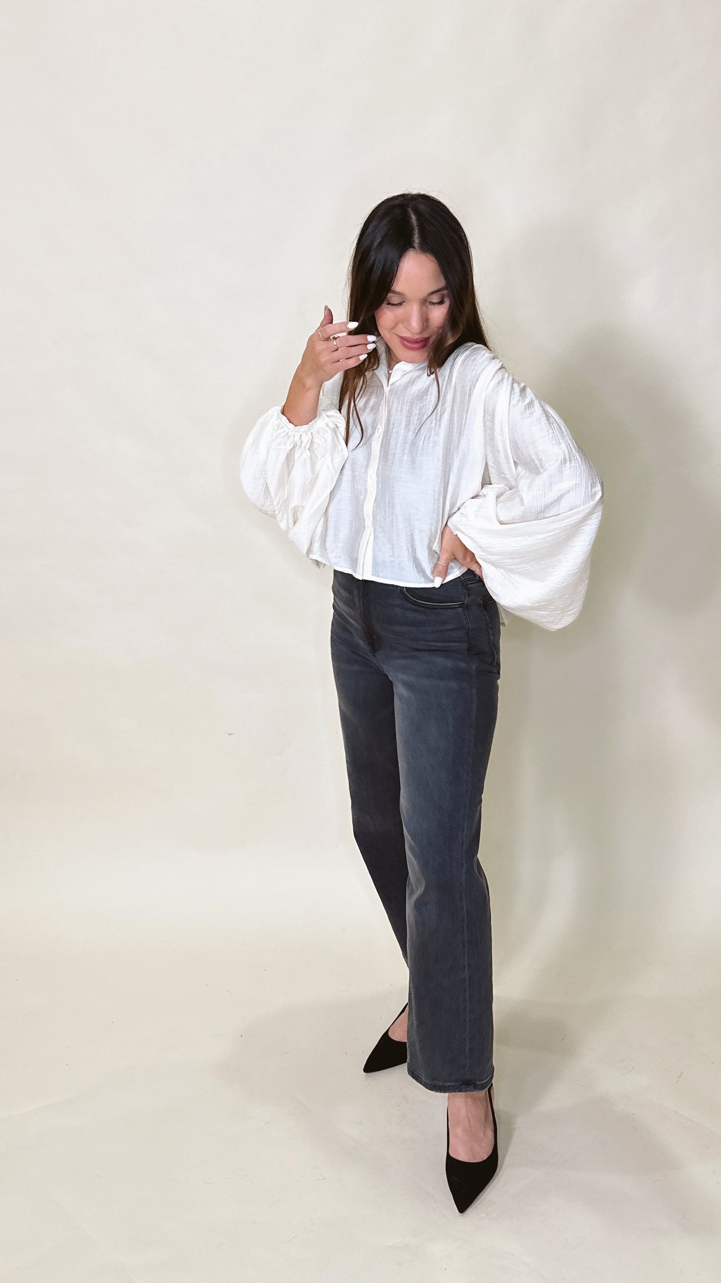 The Ivory Oversized Sleeve Blouse