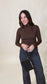 Long Sleeve Turtleneck Top- Chocolate