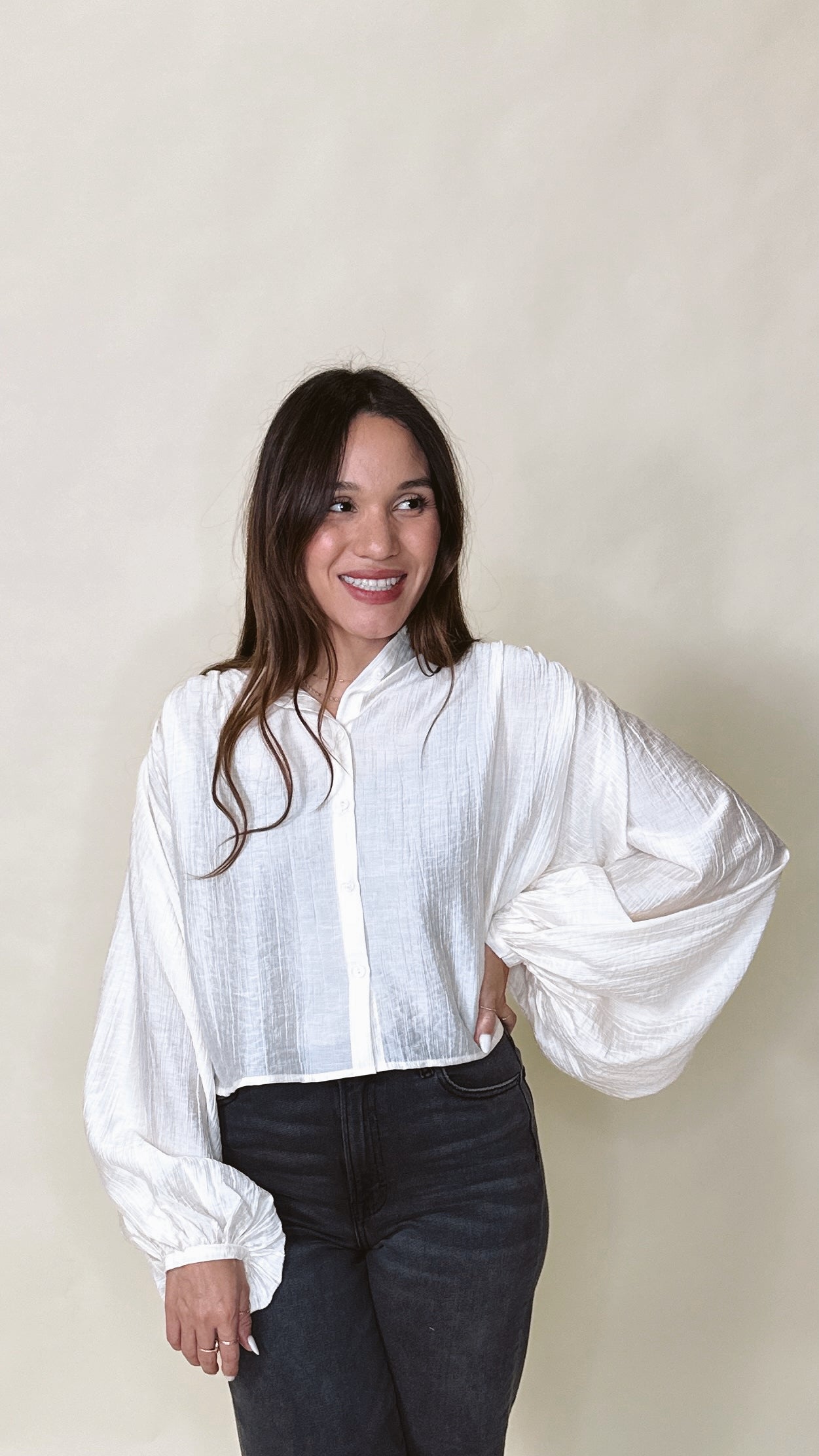 The Ivory Oversized Sleeve Blouse