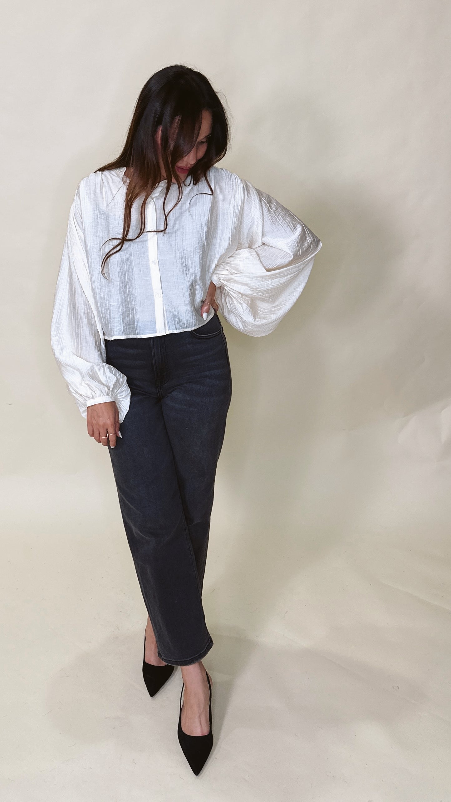 The Ivory Oversized Sleeve Blouse