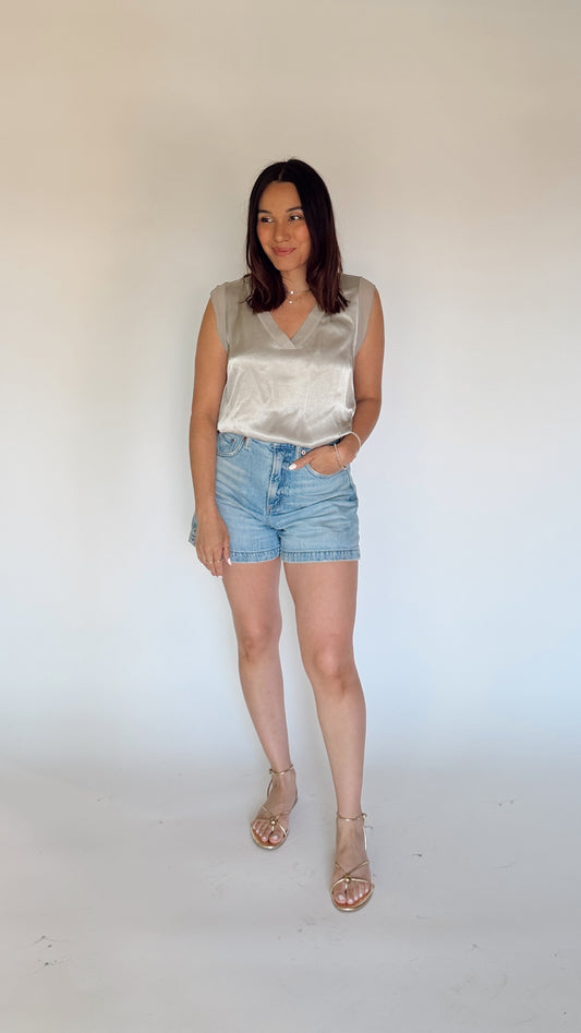 Luxe V-Neck Top - Sterling