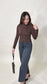 Long Sleeve Turtleneck Top- Chocolate